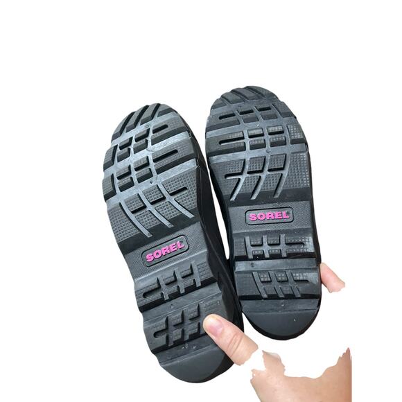 SOREL Flurry Weather Resistant Snow Boots Big Kid Size 7 Fuchsia Black - Picture 4 of 7